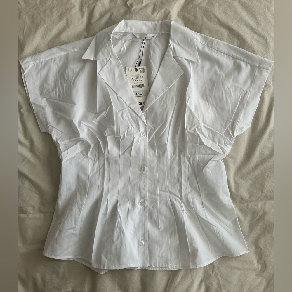 Zara White Button-Up Blouse